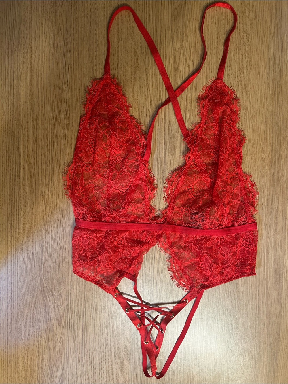 Victoria's Secret Red Lace Strappy Teddy
